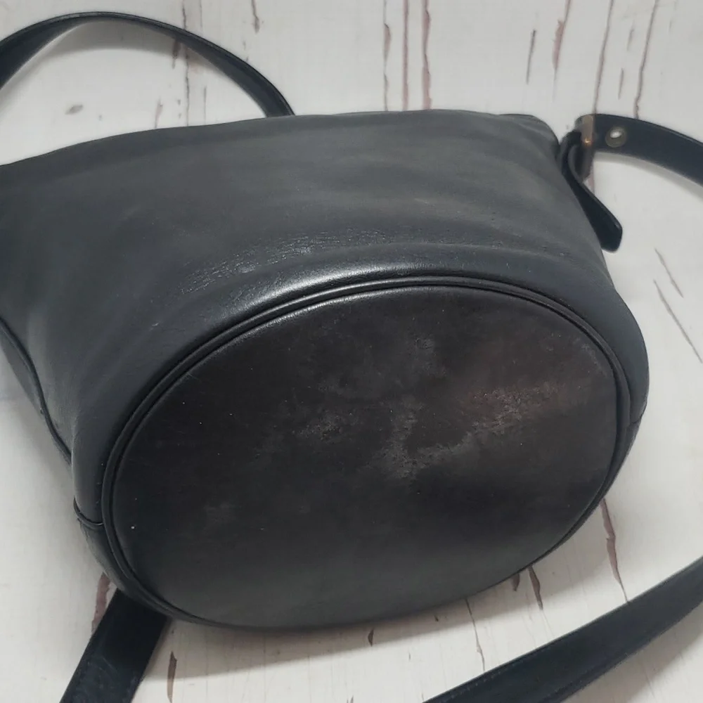 Coach black leather vintage duffle bag